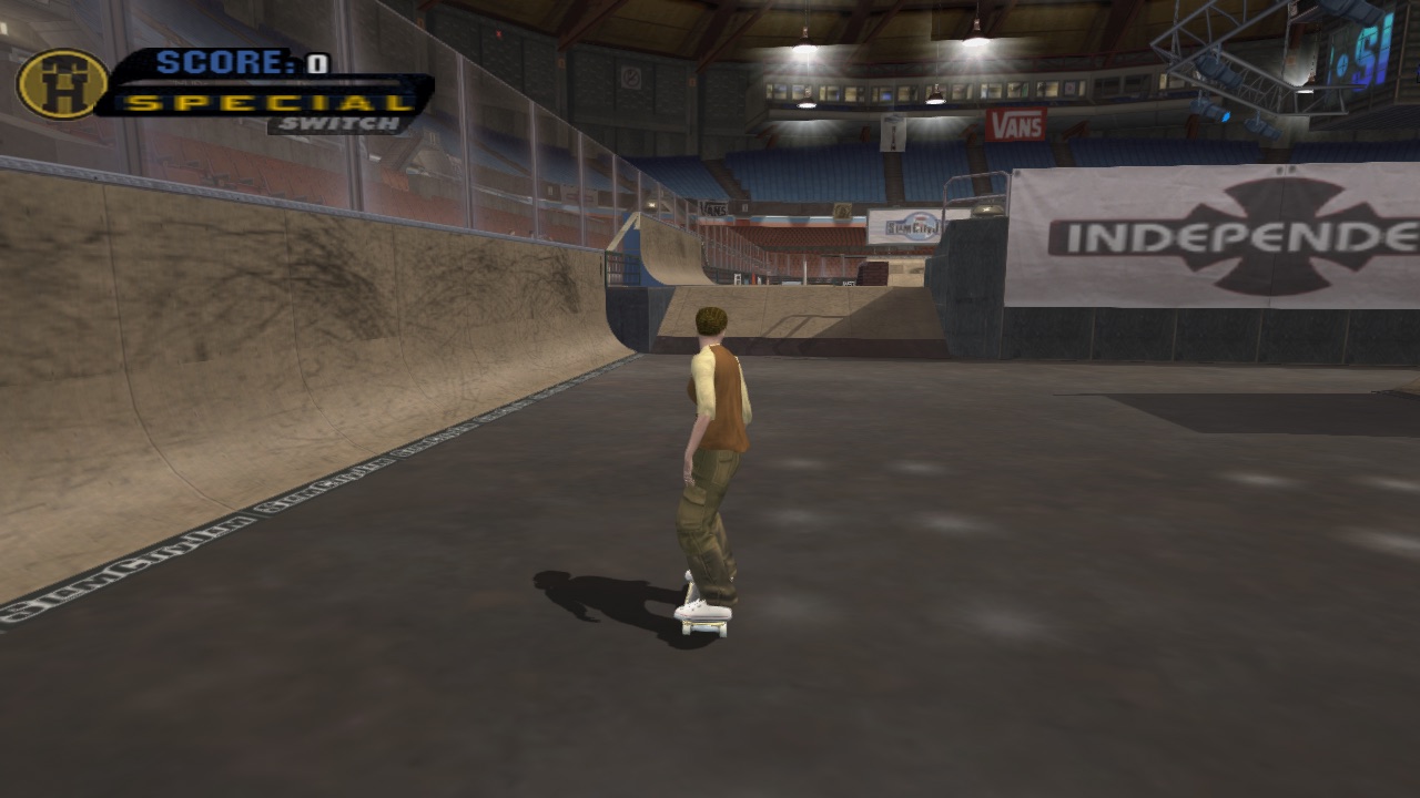 Remaster: a soft glow round the rig lights, a shadow on the floor, FXAA on the edges.